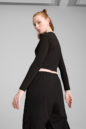 WARDROBE ESS Longsleeve Baby Tee Women, PUMA Black, extralarge-GBR