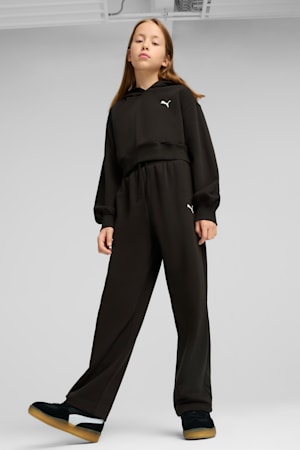 Wardrobe Essentials Relaxed Wide Leg Sweatpants Youth, PUMA Black, extralarge-GBR