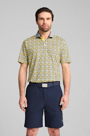 PUMA x PALM TREE CREW Tile Golf Polo Men, Red Fire-Sunny Yellow, extralarge-GBR