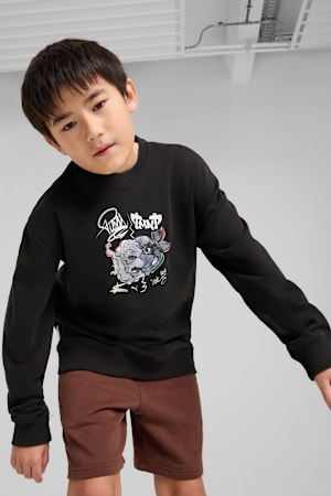 PUMA x TMNT Relaxed Graphic Crew Youth, PUMA Black, extralarge-GBR