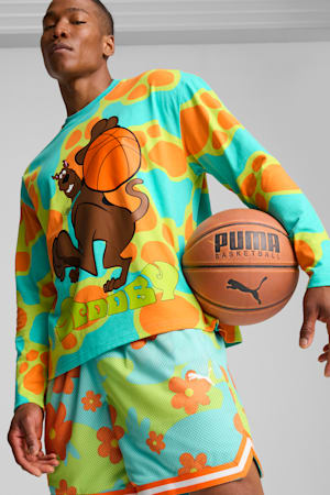 PUMA HOOPS x SCOOBY DOO Long Sleeve Top Men, Aquatic-Lime Smash-AOP, extralarge-GBR