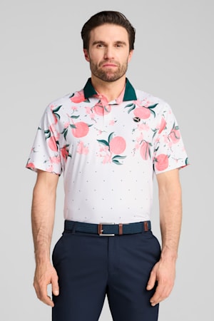 MATTR Freshly Picked Golf Polo Men, White Glow-Pink Fruit, extralarge-GBR
