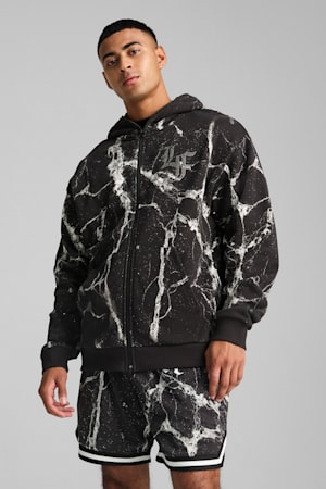 PUMA HOOPS x LAFRANCÉ Written in Chrome Hoodie Men, PUMA Black-Puma White AOP, extralarge-GBR