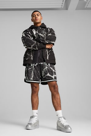 PUMA HOOPS x LAFRANCÉ Written in Chrome Hoodie Men, PUMA Black-Puma White AOP, extralarge-GBR