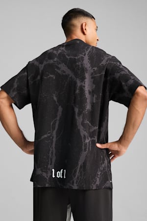 PUMA HOOPS x LAFRANCÉ Written in Chrome Marble Tee Unisex, PUMA Black-Flat Medium Gray AOP, extralarge-GBR