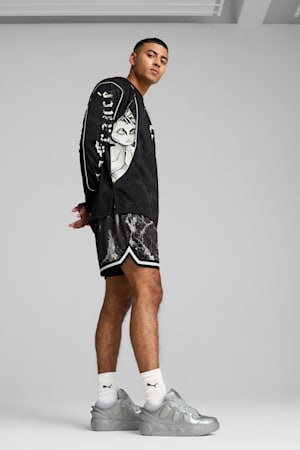 PUMA HOOPS x LAFRANCÉ Written in Chrome Jersey Men, PUMA Black-Flat Medium Gray AOP, extralarge-GBR