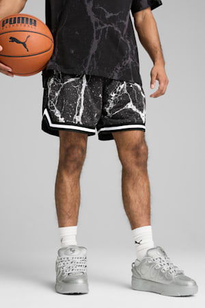 PUMA HOOPS x LAFRANCÉ Written in Chrome Basketball Shorts Men, PUMA Black-Puma White - AOP, extralarge-GBR