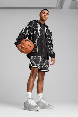 PUMA HOOPS x LAFRANCÉ Written in Chrome Basketball Shorts Men, PUMA Black-Puma White - AOP, extralarge-GBR