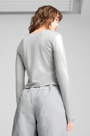 DARE TO Graphic Long Sleeve Tee Women, Flat Light Gray, extralarge-GBR