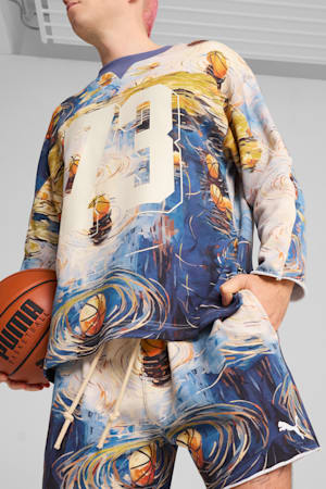 Dylan Exhibit Terry Basketball Shorts Men, Vivid Blue-AOP, extralarge-GBR