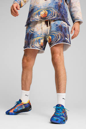 Dylan Exhibit Terry Basketball Shorts Men, Vivid Blue-AOP, extralarge-GBR