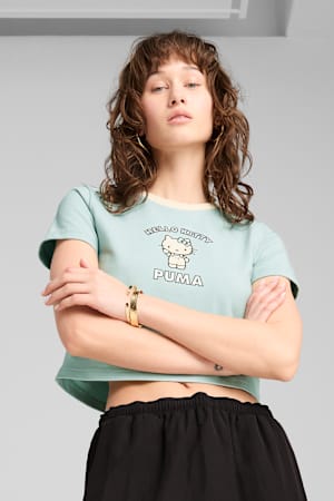 PUMA x HELLO KITTY AND FRIENDS Graphic Baby Tee Women, Modern Mint, extralarge-GBR
