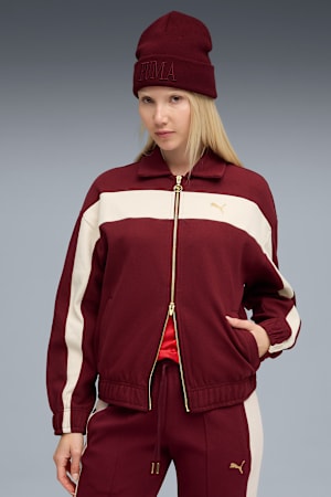 T7 Relaxed Track Jacket Women, Ruby Shimmer, extralarge-GBR