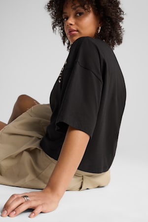 LEO LUXE Oversized Short Tee Women, PUMA Black, extralarge-GBR