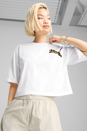 LEO LUXE Oversized Short Tee Women, PUMA White, extralarge-GBR