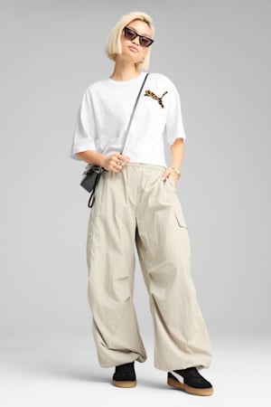 LEO LUXE Oversized Short Tee Women, PUMA White, extralarge-GBR