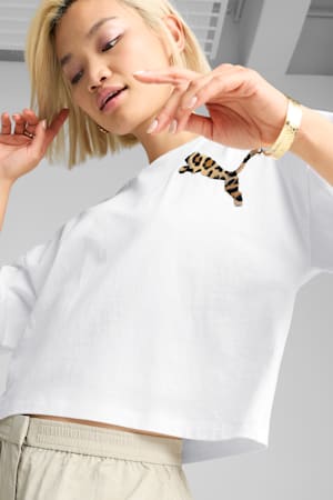 LEO LUXE Oversized Short Tee Women, PUMA White, extralarge-GBR