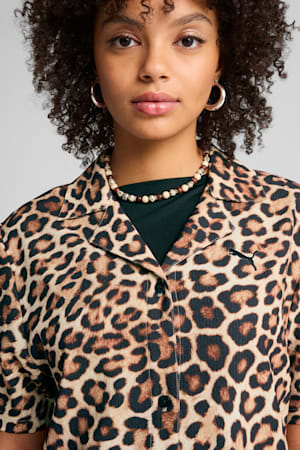 LEO LUXE Relaxed All-Over Print Woven Shirt Women, Alpine Snow, extralarge-GBR