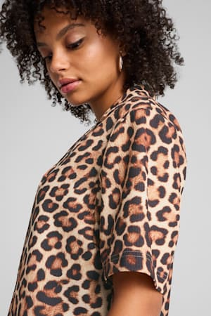 LEO LUXE Relaxed All-Over Print Woven Shirt Women, Alpine Snow, extralarge-GBR