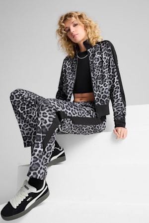 T7 LEO LUXE All-Over Print Short Track Jacket Women, PUMA Black, extralarge-GBR