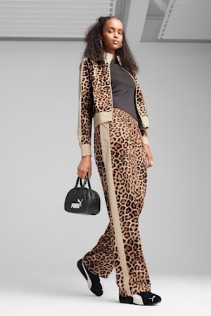 T7 LEO LUXE All-Over Print Straight Pants Women, Alpine Snow, extralarge-GBR