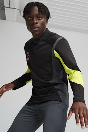 KING Pro Men's Football Quarter-zip Top, PUMA Black-Electric Lime, extralarge-GBR