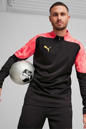 indFINAL Forever Faster Men's Quarter-Zip Football Top, PUMA Black-Sunset Glow, extralarge-GBR
