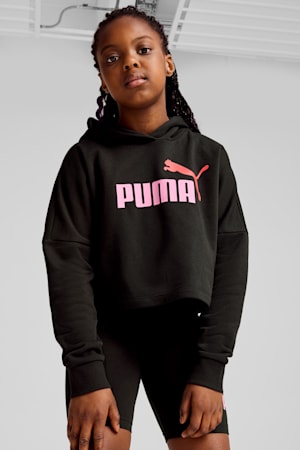 Essentials Logo Cropped Hoodie Youth, PUMA Black, extralarge-GBR