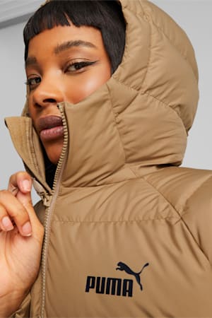 Women's Long Hooded Down Coat, Toasted, extralarge-GBR