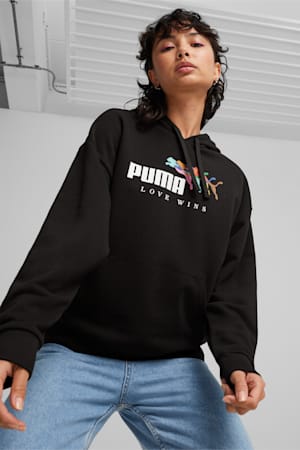 ESS+ LOVE WINS Women's Hoodie, PUMA Black, extralarge-GBR