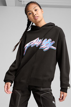 Cherry on Top Graphic Basketball Hoodie Women, PUMA Black, extralarge-GBR