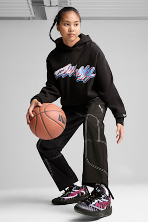 Cherry on Top Graphic Basketball Hoodie Women, PUMA Black, extralarge-GBR