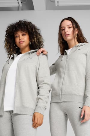 Essentials Full-Zip Hoodie Women, Light Gray Heather, extralarge-GBR