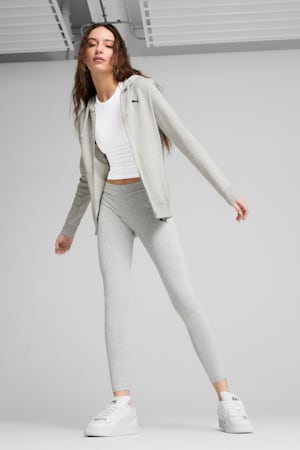 Essentials Full-Zip Hoodie Women, Light Gray Heather, extralarge-GBR