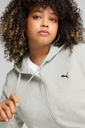 Essentials Full-Zip Hoodie Women, Light Gray Heather, extralarge-GBR