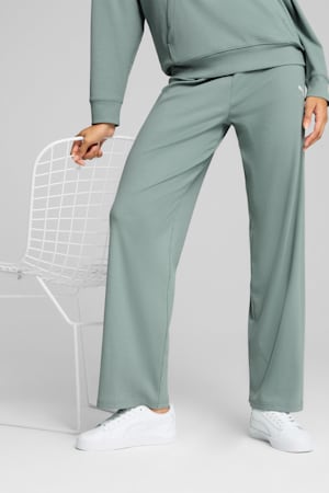 ESS ELEVATED High-Waist Straight Leg Rib Pants Women, Green Moon, extralarge-GBR