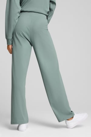 ESS ELEVATED High-Waist Straight Leg Rib Pants Women, Green Moon, extralarge-GBR