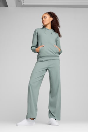 ESS ELEVATED High-Waist Straight Leg Rib Pants Women, Green Moon, extralarge-GBR