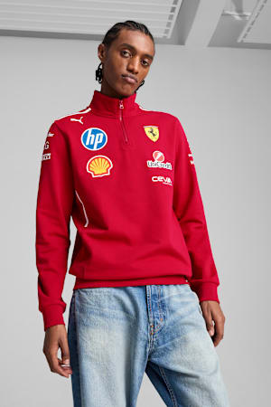 Scuderia Ferrari HP 2025 Team Quarter-Zip Sweatshirt Men, Dark Cherry, extralarge-GBR