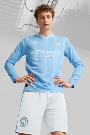 Manchester City F.C. Home Replica Long-Sleeve Jersey Men, Team Light Blue-PUMA White, extralarge-GBR