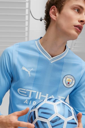 Manchester City F.C. Home Replica Long-Sleeve Jersey Men, Team Light Blue-PUMA White, extralarge-GBR