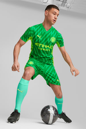 Manchester City Men's Goalkeeper Short Sleeve Jersey, Grassy Green-Yellow Alert, extralarge-GBR