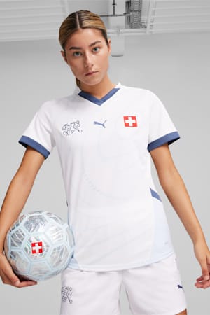 Switzerland Football 2024 Women's Away Jersey, PUMA White-Icy Blue, extralarge-GBR