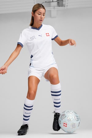 Switzerland Football 2024 Women's Away Jersey, PUMA White-Icy Blue, extralarge-GBR