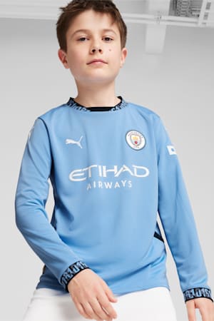Manchester City 24/25 Home Long Sleeve Jersey Youth, Team Light Blue-Marine Blue, extralarge-GBR
