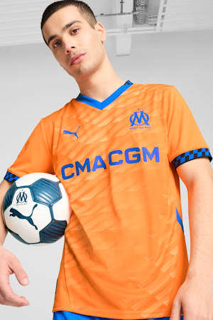 Olympique de Marseille 24/25 Third Jersey Men, Fluro Orange Pes-Cayenne Pepper-Racing Blue, extralarge-GBR