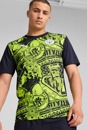 Manchester City Pre-match Short Sleeve Jersey Men, Yellow Glow-Magic Blue, extralarge-GBR