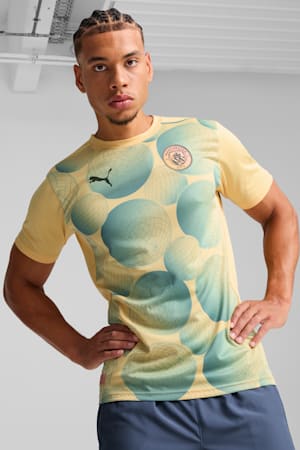 Manchester City Pre-match Short Sleeve Jersey Men, Flaxen-Bold Blue, extralarge-GBR