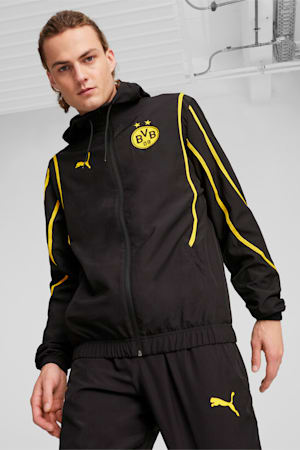 Borussia Dortmund Pre-match Woven Jacket Men, PUMA Black-Faster Yellow, extralarge-GBR