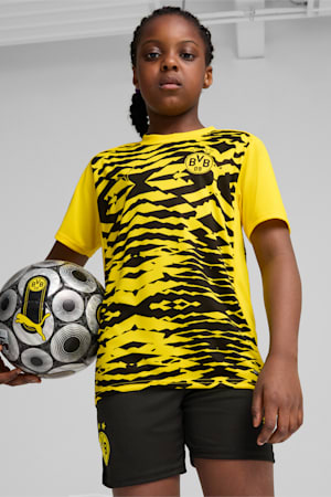 Borussia Dortmund Pre-match Short Sleeve Jersey Youth, Faster Yellow-PUMA Black, extralarge-GBR